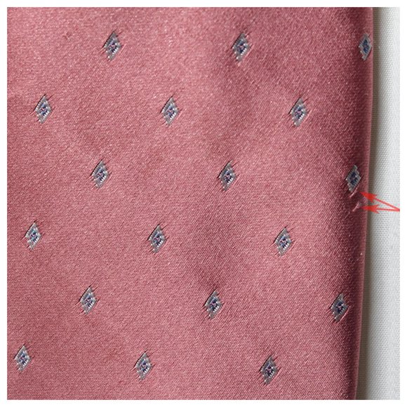 Vintage Etienne Aigner Cranberry Pink Blue & White Embroidered Diamond Silk Tie - Picture 10 of 10